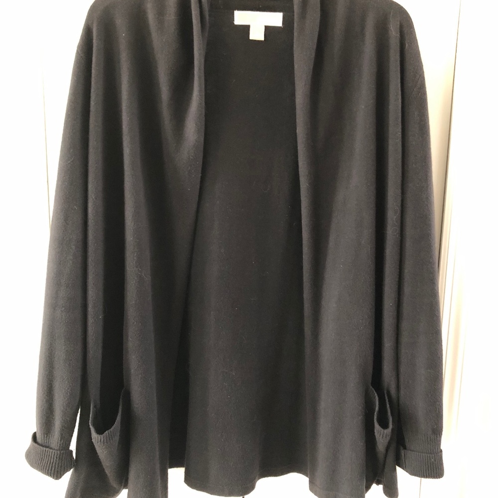 Michael Kors, Womens' open front sweater with pockets, XL, Black